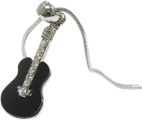 Rhinestone Guitar Fashion Pendant Necklace Jewelry