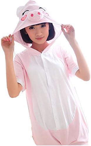 HSDJ Summer Cute Pink Pig Animal Pajamas Homewear Kigurumi Cosplay Customes S Pig