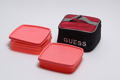 Guess Smart Lunch 2 Pcs Slim Red Bag (Baby Pink Containers)