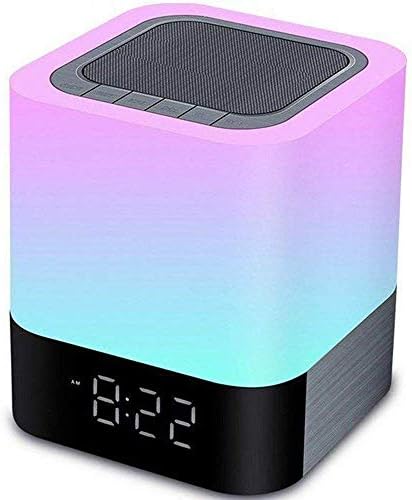 DGMAO Bluetooth Speaker with Night Light, Touch Control Bedside Lamp, Dimmable RGB Multi-Color Changing Night Light, Alarm Clock, 48 Colours, Gifts for Women Men Kids