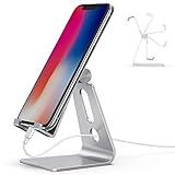 Adjustable Cell Phone Stand, Lamicall Phone Stand: [Update Version] Cradle, Dock, Holder Compatible with iPhone Xs XR 8 X 7 6 6S Plus SE 5 5S Charging, Accessories Desk, Android Smartphone - Silver