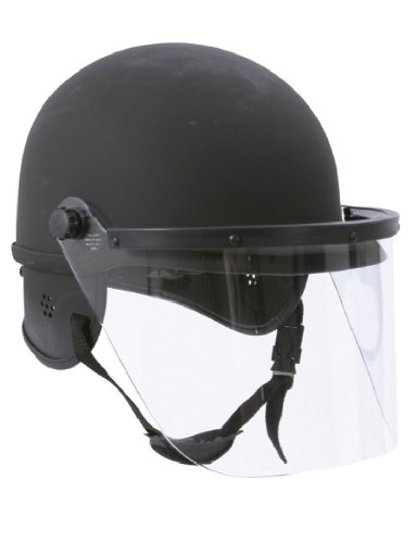Hatch TR2201 Fiberglass Riot Helmet - Half Shell with Brim and with Combi Fit Pads and 3mm Face Shield Flat