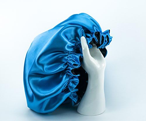 (Large, TURQUOISE) - New 22” Handmade Fully Reversible - High Quality Luxuries Pure Satin Hair Bonnet satin sleep cap Safe For All Hair Types - Most Beneficial Hair care Product Available