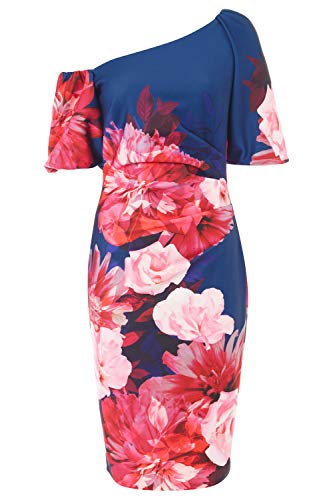 Roman-Originals-Donne-Floreale-Vestitino-Scuba-Donne-Serata-Cocktail-Party-Occasioni-Speciali-Estate-Vacanze-Matrimonio-Ospite-Lunghezza-Ginocchio-Ascot-Giorno