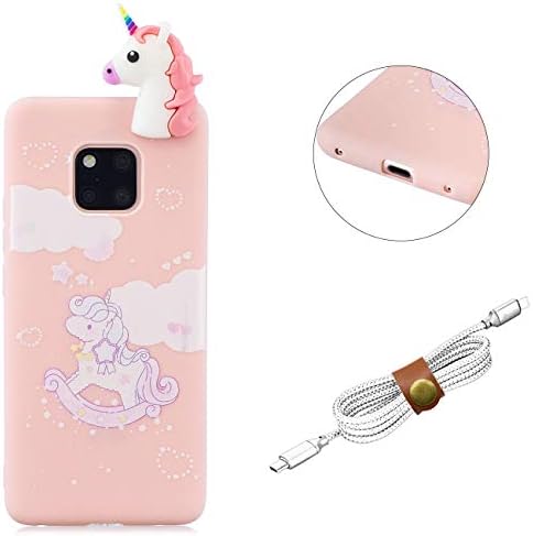 QY Mart Cartoon Case Compatible Huawei Mate 20 Pro Cute 3D Animal TPU Bumper Cover Slim Fit Soft Silicone Gel Rubber Skin Back Shockproof Case with Earphone Holder - Pink Unicorn