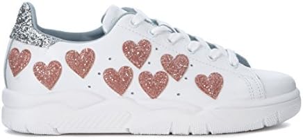 Chiara Ferragni Collection Women's Chiara Ferragni Roger White Leather Snaker Glitter Hearts