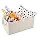 EZOWare Extra Large [3-Pack] Linen Fabric Foldable Storage Cubes Bin Box Containers with Lid and Handles - Light for Home, Office, Nursery, Closet, Bedroom, Living Room (24x12x12inch)