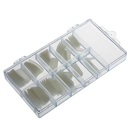 100Pcs False Nails Tips Practice Polish Gel Artificial Fake Nail Art Display Transparent (B)