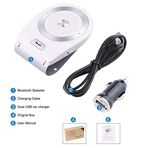 Bluetooth Speakers for Car Hands-Free Speakerphone Bluetooth 4.1 Wireless Car Kit Stereo Music Receiver for Safely Driving with Siri Google Assistant Voice Command