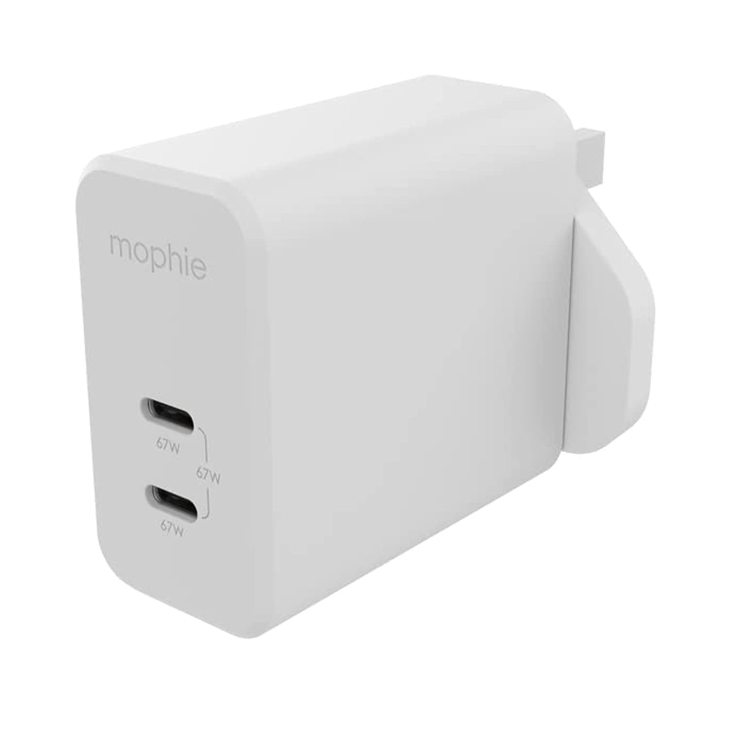 ZAGG mophie USB-C Speedport 67 Wall Charger, 67 Watts, GaN, Fast Charging, Lightning Device, (White, UK Adapter)