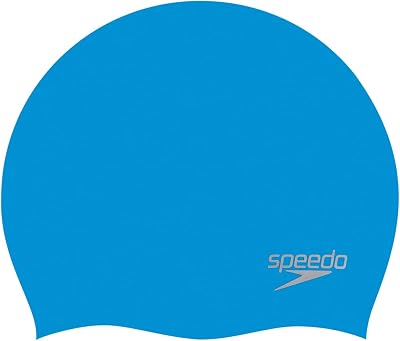 Speedo Unisex Plain Moulded Silicone Swimming Cap Hair Protection Training Aids