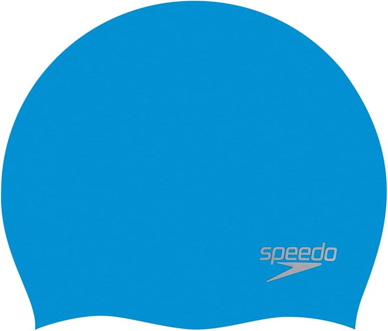 Speedo Unisex Plain Moulded Silicone Swimming Cap Hair Protection Training Aids