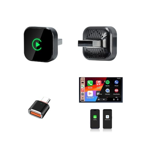 Wired to Wireless CarPlay & Android Auto Adapter, 5GHz WiFi + Bluetooth 5.2, Plug & Play USB Dongle for Factory CarPlay, Fast Auto Connection, Compact Design, Low Latency, Stable Signal