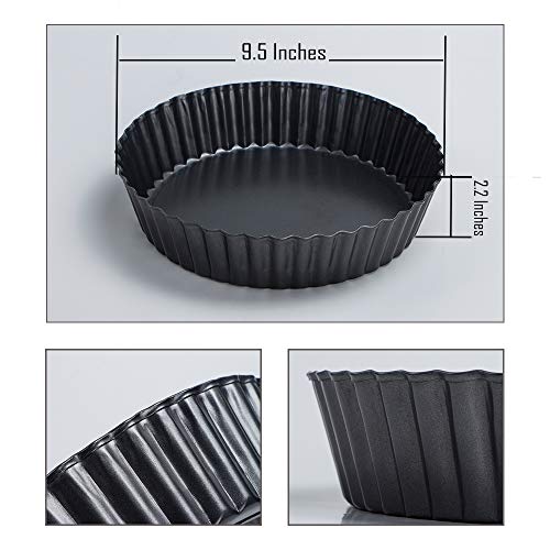 ake 9.5 Inch Tart Pan Heavy Duty Quiche Pan Removable Bottom