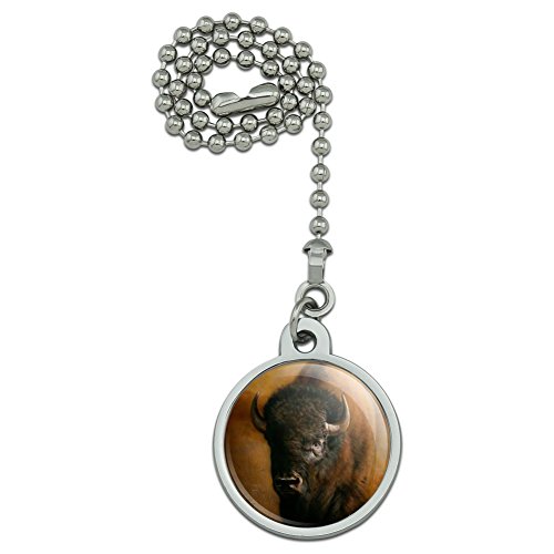 Graphics and More Bison Buffalo on the Praire Field Ceiling Fan and Light Pull Chain