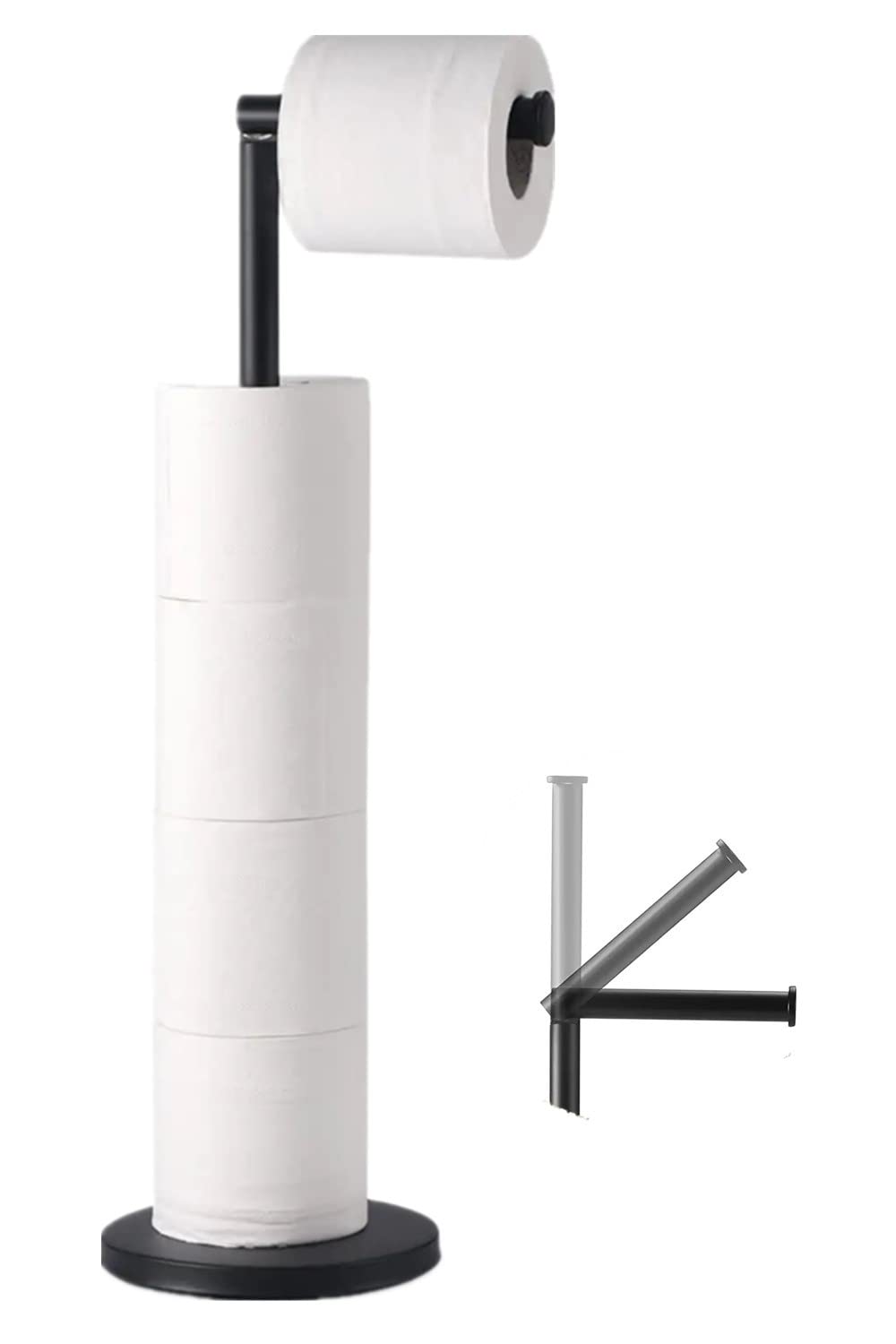 AIQII Stainless Steel Toilet Paper Holder, 17 x 56.5 x 15 cm, Modern Design, Freestanding, Bathroom Storage and Organization