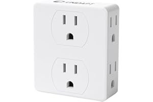 Multi Plug Outlet Splitter, Unidapt Multiple Outlets Extender Adapter with 6 AC Power Socket, Side Splitter Box, Wall Tap Plu