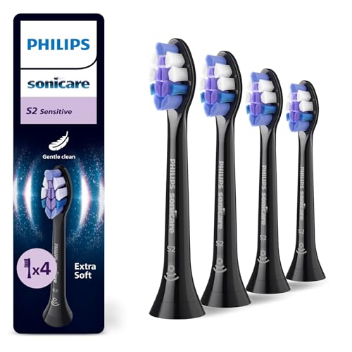 Sonicare S2 Sensitive, Testine di ricambio originali, nero, confezione da 4, HX6054/88