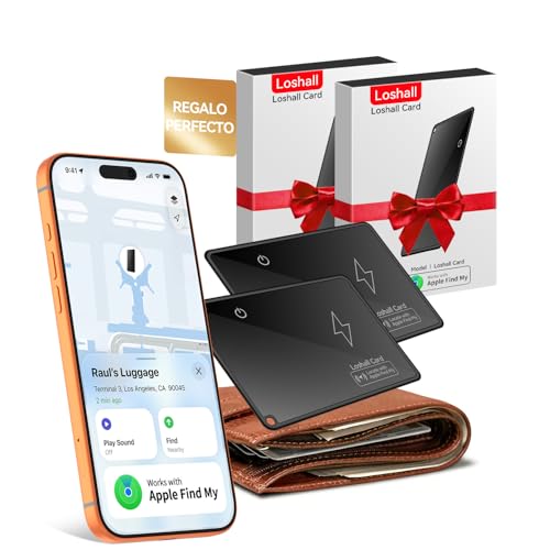 PUROVERO Pack de 2 Tarjeta Rastreadora para Cartera, Localizador GPS Portátil, Compatible con Apple Find My (Solo para iOS), Resistente al Agua IP68, Localizador para Cartera, Pasaporte y Maleta