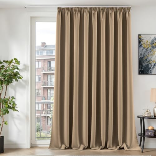 TOPICK Vorhänge Gardinen Verdunklungsvorhänge H260xB280 1 Stück Khaki
