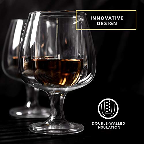 Dragon Glassware Whiskey Glasses, Double Wall Glass Snifters, 8Ounce