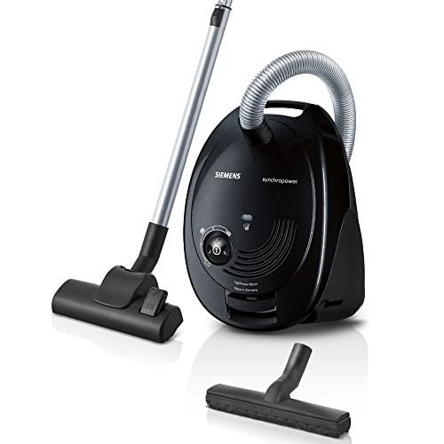 Siemens Staubsauger mit Beutel synchropower VS06A212, Bodenstaubsauger, Hygiene-Filter, Bodendüse für Parkett, Teppich, Fliesen, starke Saugleistung, 