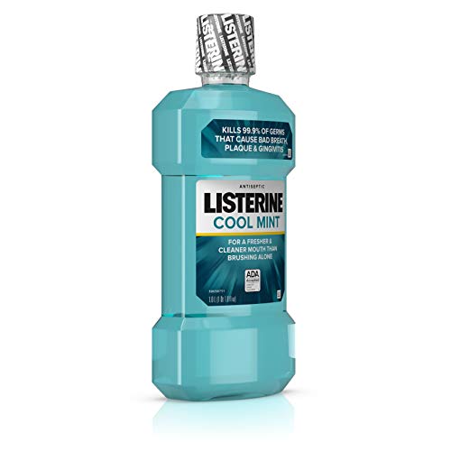 Listerine Cool Mint Antiseptic Mouthwash for Bad Breath, Plaque and