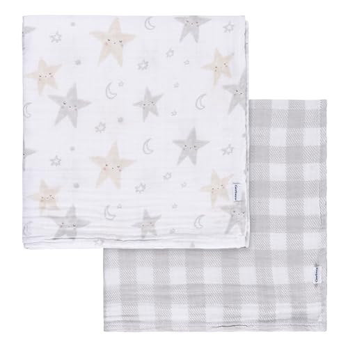 Gerber Baby Unisex 2-Pack Muslin Blanket, Celestial, One Size