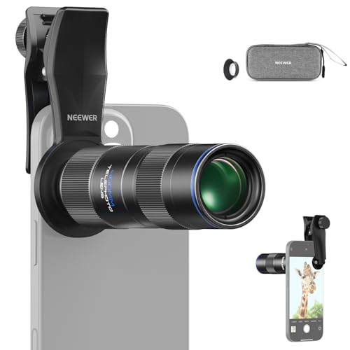 NEEWER 400mm Teleobjektiv fuer Smartphone Kamera mit 17mm Objektivclip mit Gewinde 70cm minimale Makro Fokusdistanz 2X Zoom fuer Rueckplatte Phone Kaefig Huelle kompatibel mit iPhone Samsung Android, LS-78