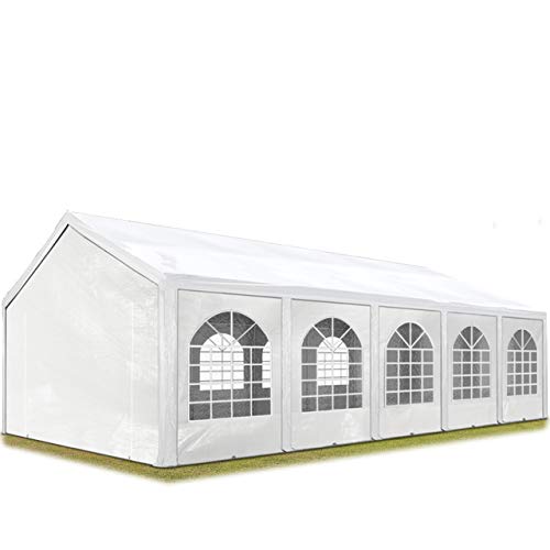 TOOLPORT Hochwertiges Partyzelt 4x10 m Pavillon Zelt PE Plane 450 N Gartenzelt Festzelt Wasserdicht weiß