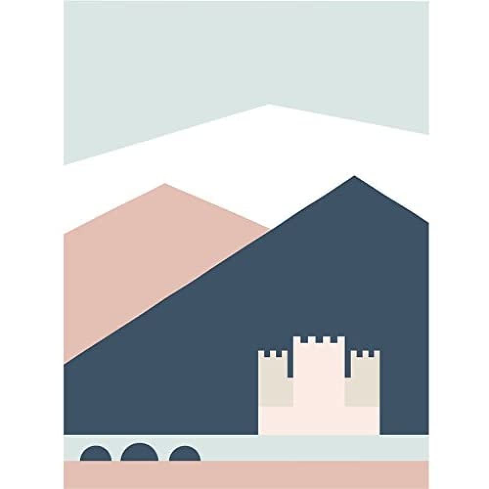 Wee Blue Coo Pastel Geometric Shapes Eilean Donan Castle Lochalsh Scotland Canvas Art Print