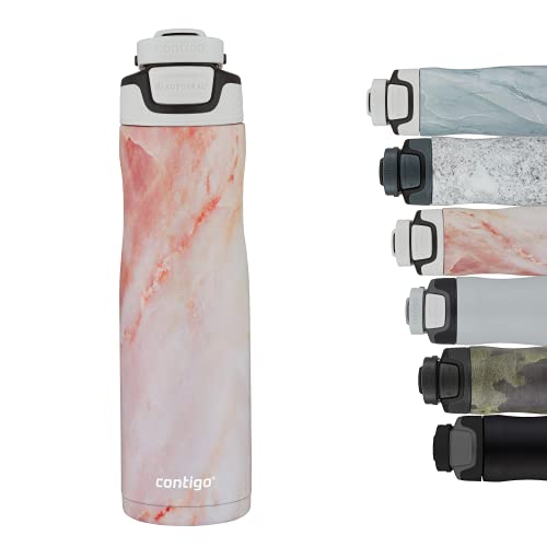 Contigo Autoseal Couture Stainless Steel Water Bottle with Autoseal Technology, 100% Leak-Proof, Insulated Drinking Bottle Keeps Drinks Cold for up to 28 Hours, BPA Free, 720 ml, Rose Quartz