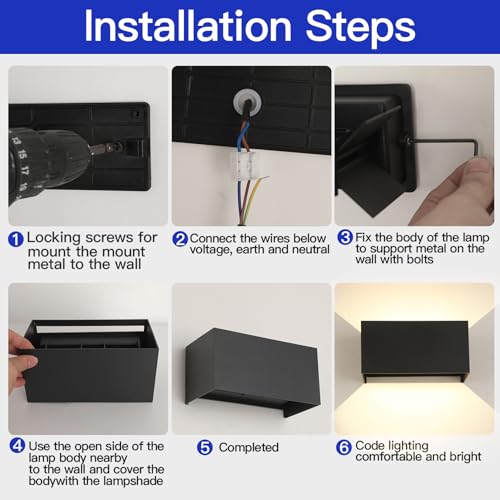 FUPE 25W LED Outdoor / Indoor Wall Light IP65 Waterproof Modern Aluminium Black 3000 K Warm White Outdoor Wall Light Adjustable Light Angle