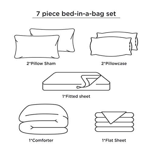 Bedsure Bed in a Bag King 7 Pieces King Size Comforter Set All Season