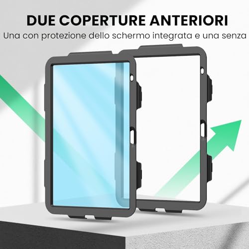 SEYMAC Case for iPad (A16) 11th/10th Generation (11/10.9 inch, 2025/2022), Shock Resistant with Screen Protector, 360° Rotating Stand, Pen Holder, Shoulder Strap, Black