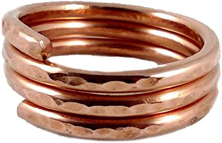 ELAMENTS DESIGN Copper Ring Stackable Coiled Three Loops Size 6 Hand Hammered