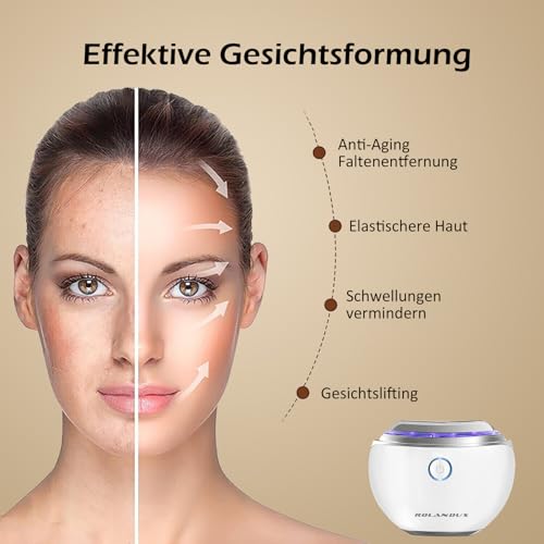 EMS Gua Sha, Rolandus Face Massager Gua Sha Electric with Vibration & Heat Face Shaping Tool with Red, Blue, Green and Colourful Light Face Massager for Face Anti Wrinkle Anti Ageing