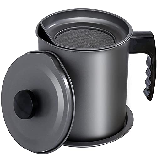 KEOUKE Bacon Grease Strainer with Container 1.6L/7Cup Iron Bacon