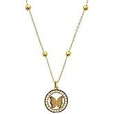 Jewel Harbour Gold Plated Stainless Steel Butterfly Pendant Necklace for Women – Anti-Tarnish Beaded Chain Fashion Jewelry Gift