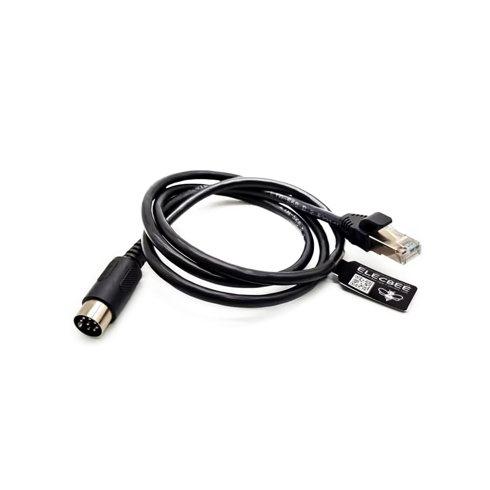 Elecbee 1 Meter High-Performance RJ45 Male to 8-Pin DIN Male Straight Connector Cable for Seamless Computer Networking and Audio Equipment Connectivity