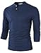 H2H Mens Smart Casual Slim Fit Henley T-Shirt 3/4Sleeves BLUE US L/Asia XL (CMTTS0194)