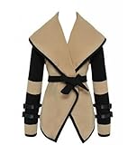 WIIPU Womens Turn-down Collar Big Lapel Belted Jacket Coat Outwear Tops(J319)