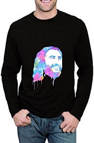 HANGTIANKEJI Jesus Painting Blend Jogging Tops Slim Fit Funny Long Sleeve Mens T-shirt Size XL