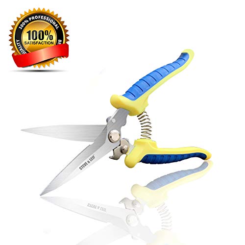 Steve & Leif 8″ Pruning Shear,Heavy Duty Hand Pruner,Professional Garden Shears,Sharp Pruning Scissors,Garden Clippers,Garden Scissors