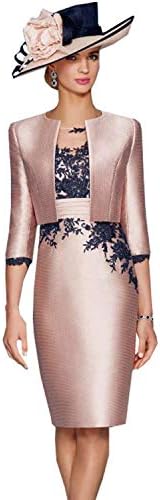 dressvip 2 Pcs Graceful Round Collar Champagne Pink Bridal Mother Dress