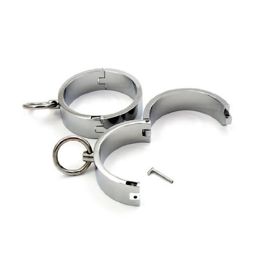 Extreme SEX DELUXE HANDCUFFS METAL WRIST SLAVE CUFFS STEEL RESTRAINTS WITH LOCKIING PINS SIZE L 2 3/4' UNISEX... image