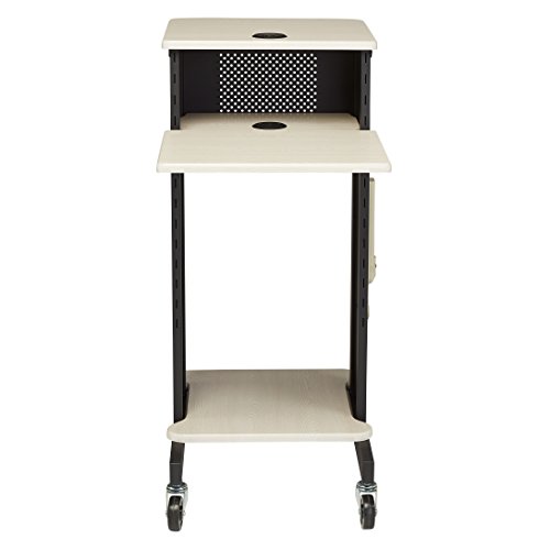Oklahoma Sound PRC200 Steel Premium Presentation Cart, 18" Width x 40-1/2" Height x 30" Depth, Ivory Woodgrain/Black