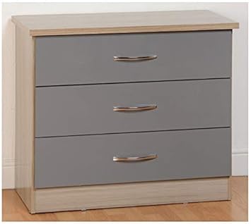 Xpress Delivery Nevada Commode à 3 Tiroirs En Gris Brillant