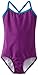 Kanu Surf Girls' Layla Beach Sport Banded 1 Piece Swimsuit, Solid Grape, 6X