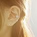 S925 Sterling Silver Non Piercing Ear Clip Earrings CZ Flower Dangle Cuff Earrings(1Paris)